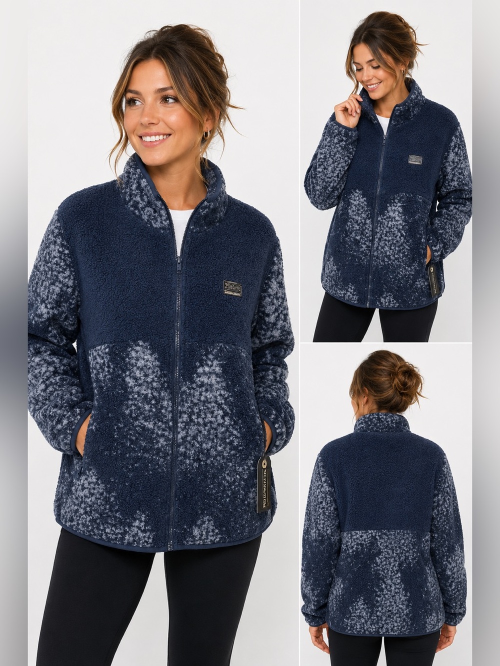 Free Nature Sherpa Fleece Jacket Medium NWT Blue Full Zip Cozy Outdoor Pullover